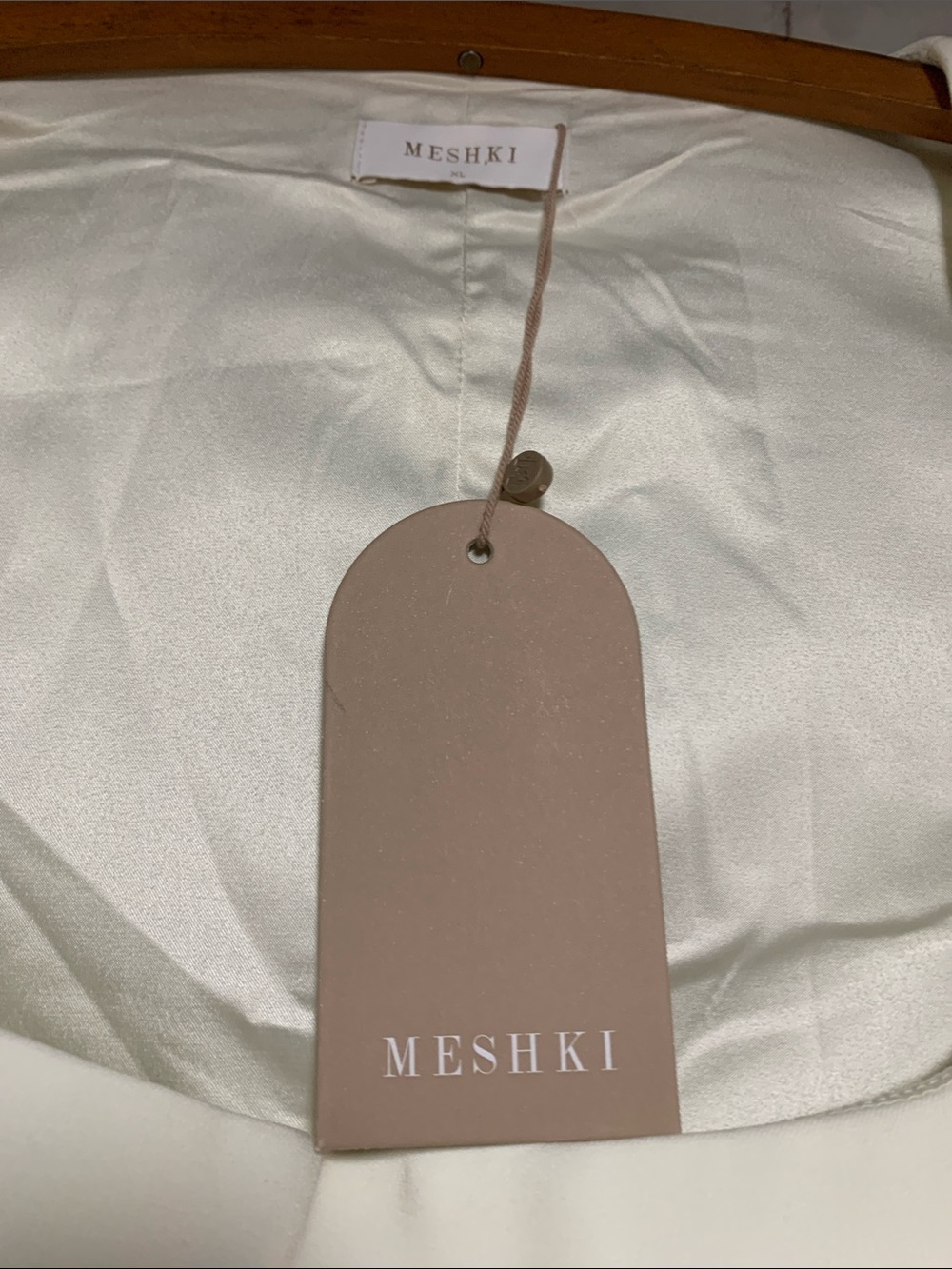 NEW Meshki Lysandre Mini Crepe Cream Dress XL - Picture 3 of 8